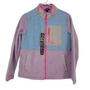 Eddie Bauer Kids Polar Fleece Jacket XL 14/16 Purple Blue Quilted Full Zip New